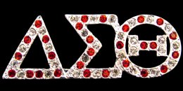 Delta Sigma Theta Sorority Swarovski Crystal Pin in Silver w/ Red Dots