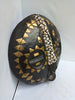 Bakota Oval Protection Metal in Crusted " Protection For Property" Mask from Gabon West Africa 14x14 in
