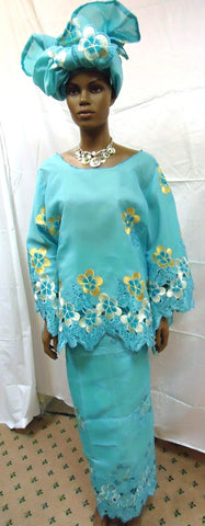 3pc Light Blue Lace