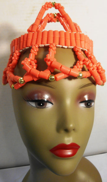 African Royal Bridal Coral Beads Crown