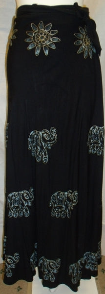 Good luck Elephant Black Wrap Around Skirt